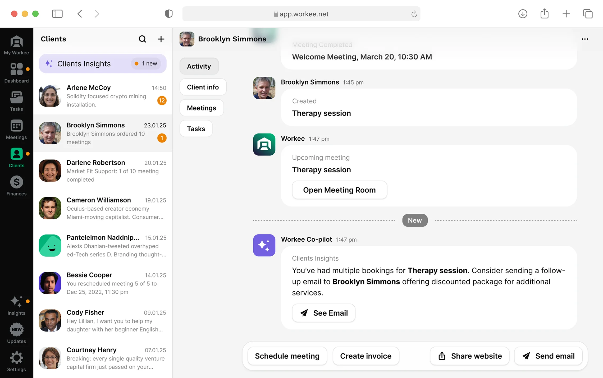 workee crm client management solution